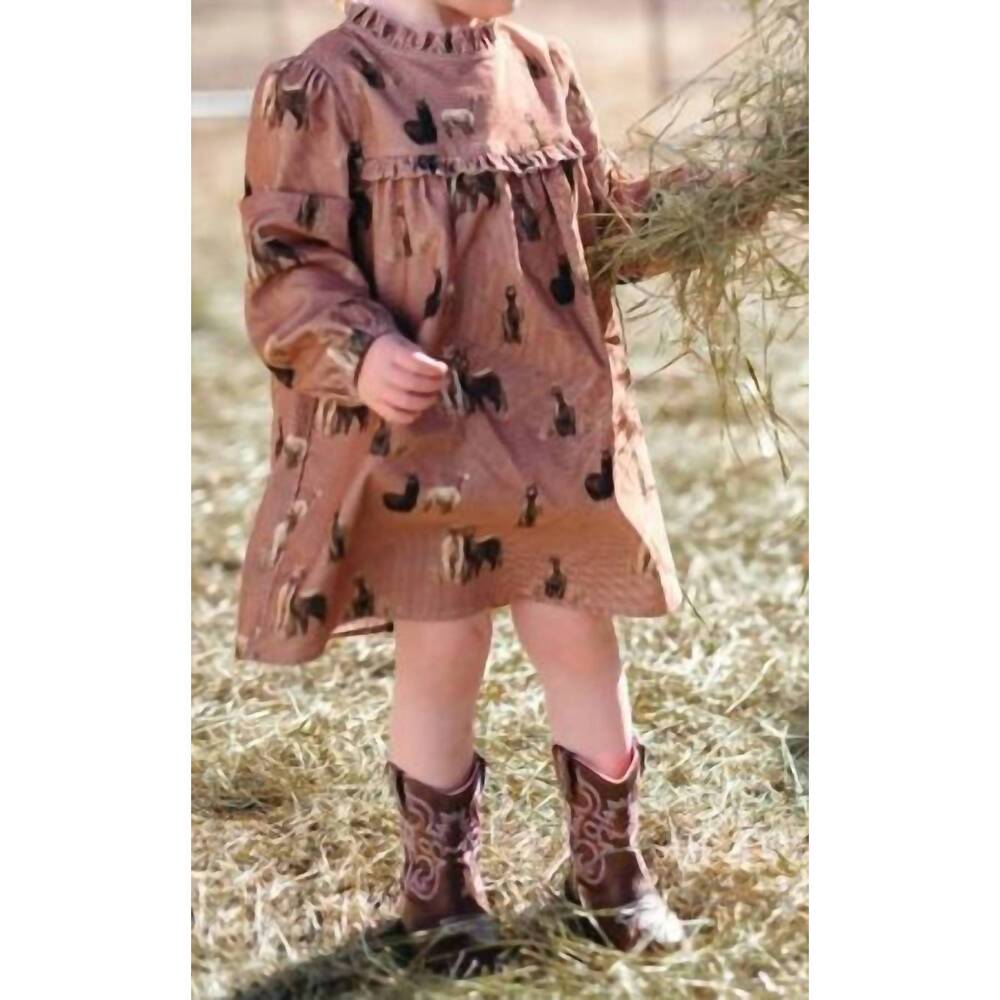 NEW MILKBARN kid's alpaca corduroy dress & bloomer set in brown
